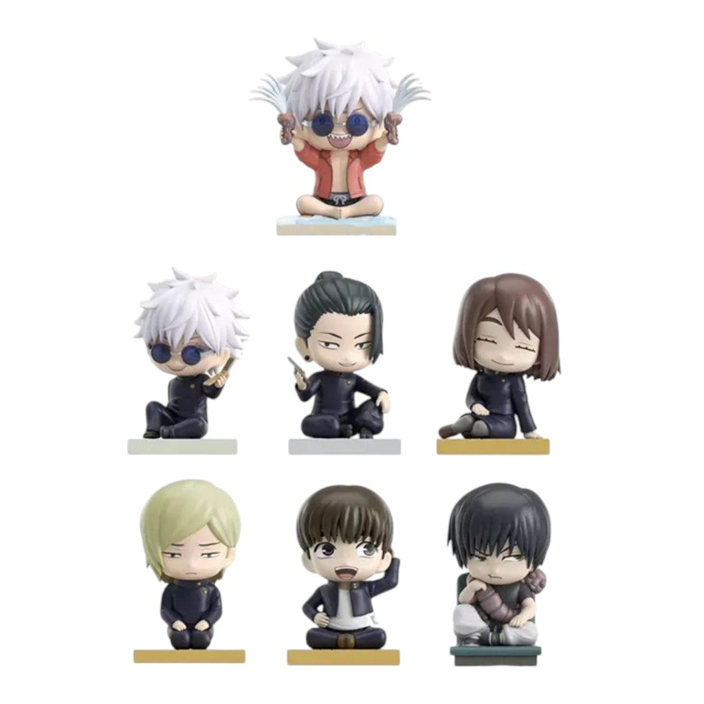 EAKI Jujutsu Kaisen Sitting Blind Box characters Gojo Geto Shoko Nanami Yu Haibara and Toji