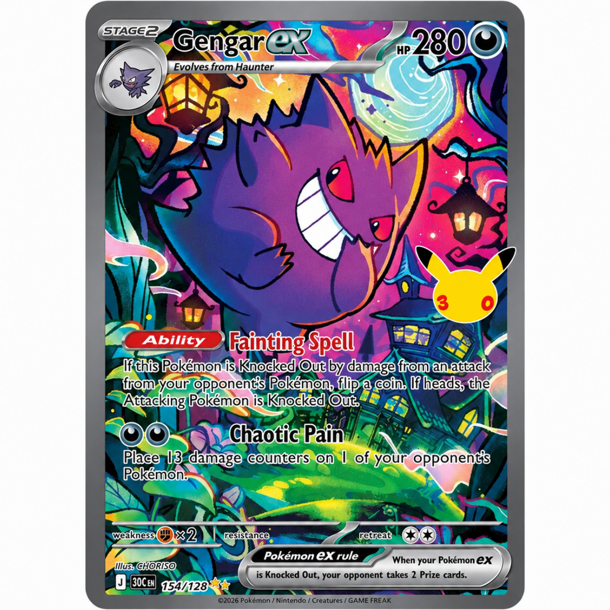 POKEMON Gengar ex - 154/128 - ME: 30th Celebration (30C)