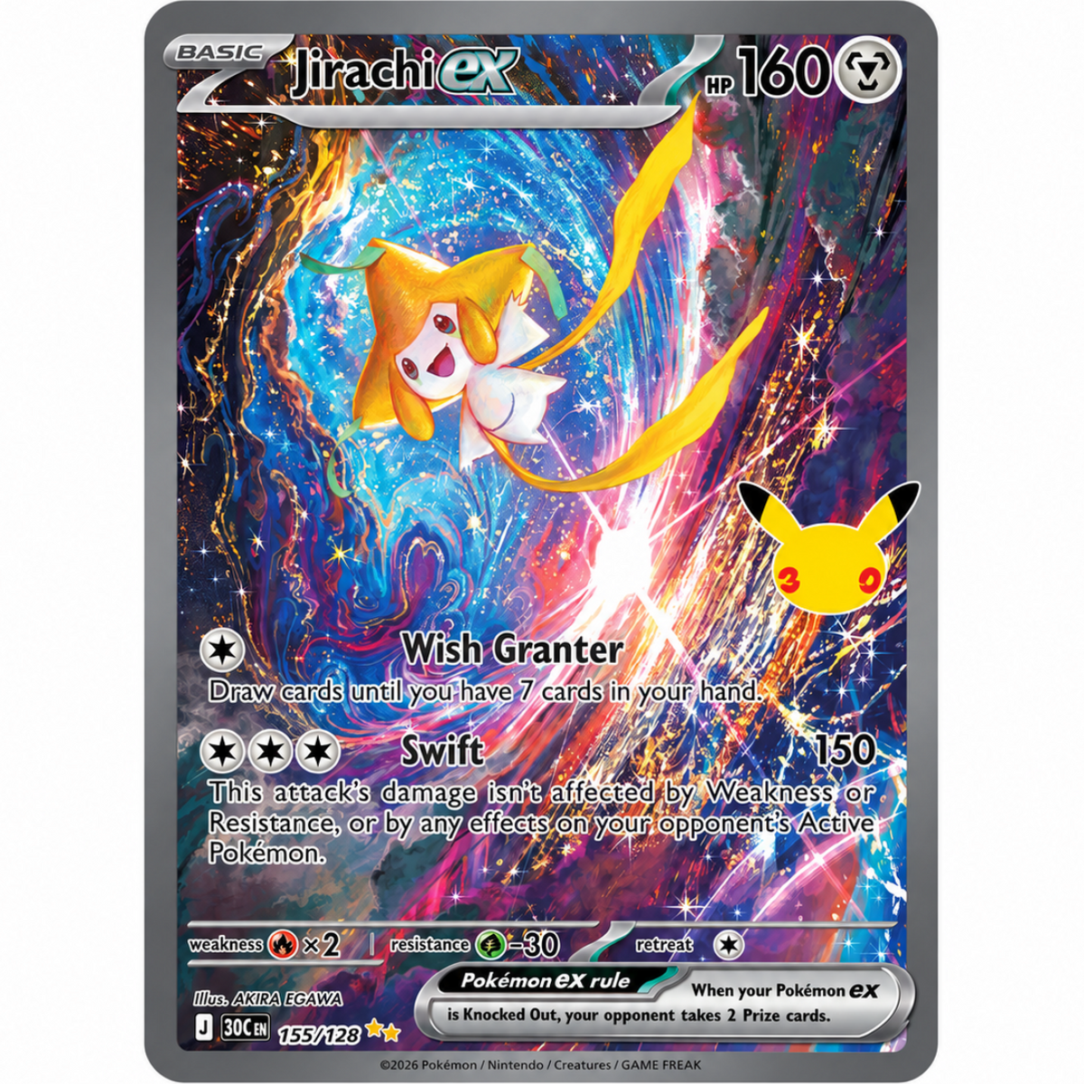 POKEMON Jirachi ex - 155/128 - ME: 30th Celebration (30C)