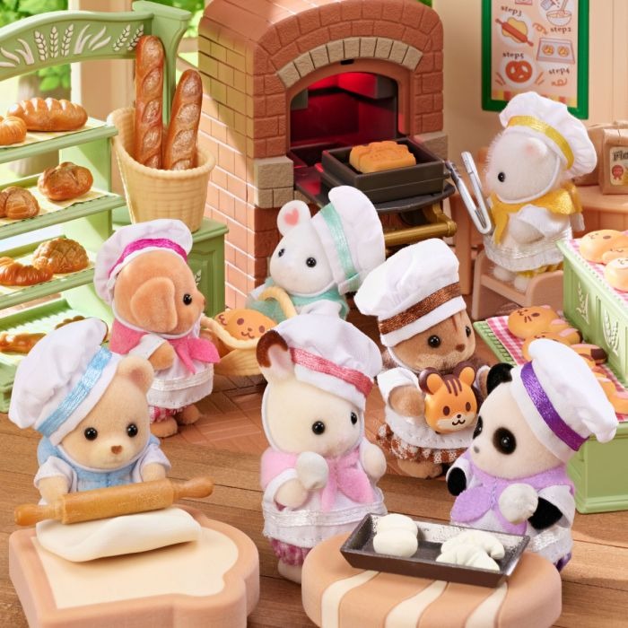 Sylvanian Families - Lively Baby Bakery Chef 7 Doll Figure Set