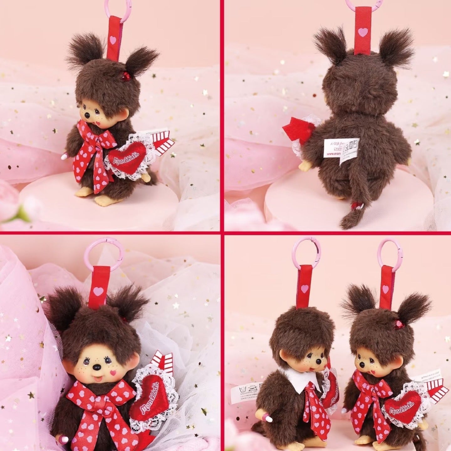 Monchhichi - Heart & Kiss XOXO Girl Keychain