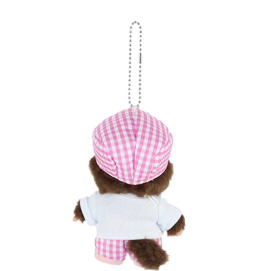Monchhichi - Bebichhichi Pink Checkered Boy Keychain