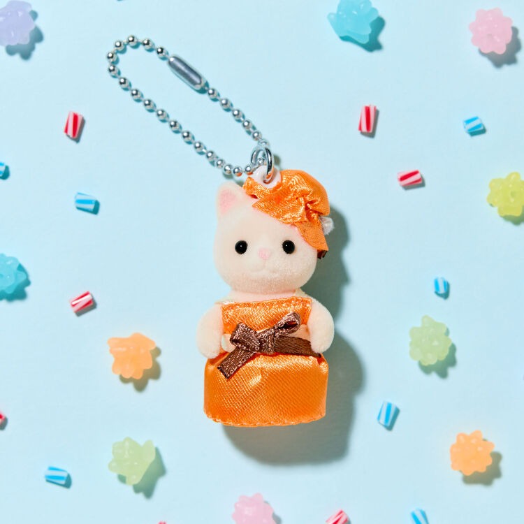 Sylvanian Families - Keychain Baby Silk Cat (Orange Dress)