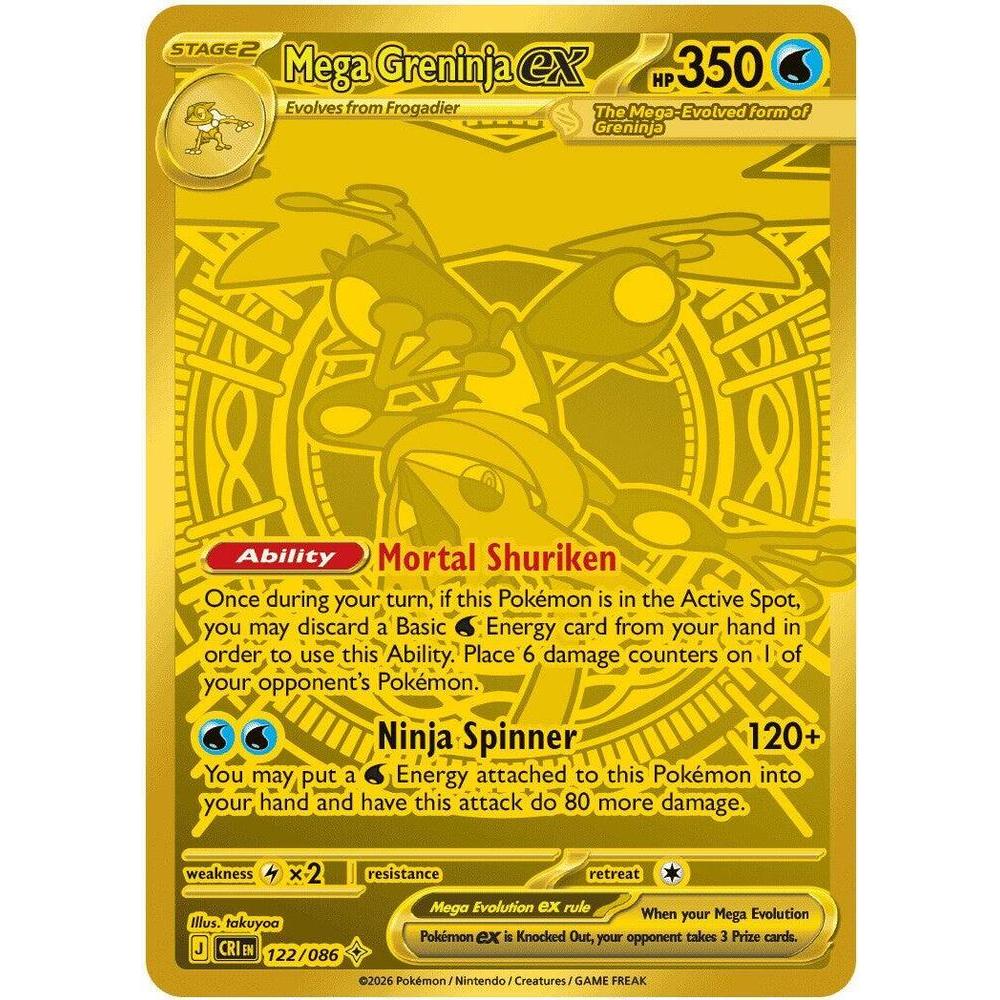 POKEMON Mega Greninja ex 122/086 from ME04 Chaos Rising CRI Pokémon Trading Card