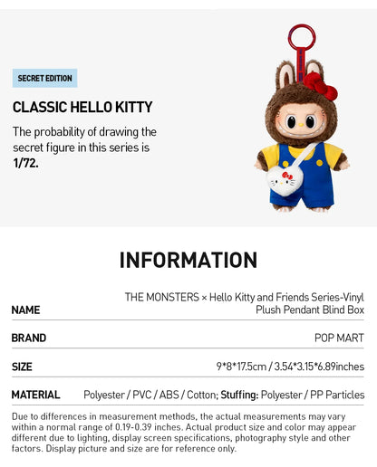 POP MART THE MONSTERS × Sanrio Characters Series-Vinyl Plush Pendant Blind Box