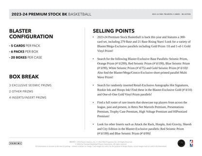 Panini 2023/2024 NBA Premium Stock Basketball Blaster Box