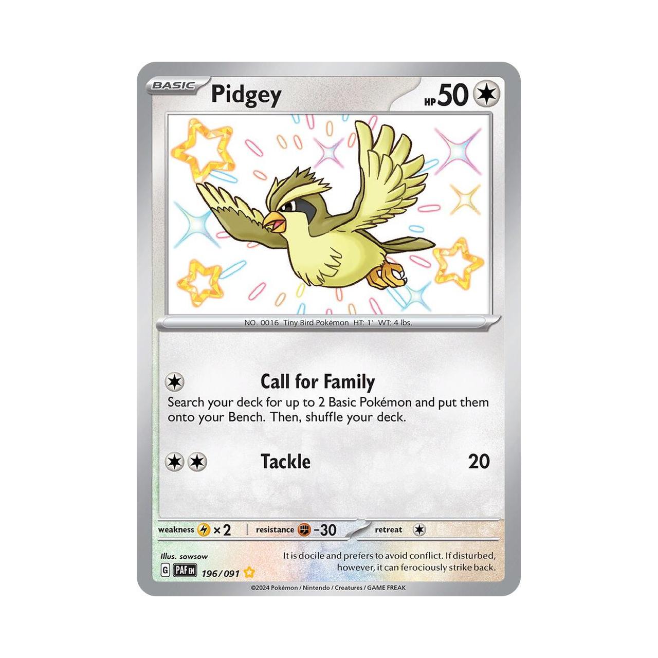 POKEMON Pidgey (196/091) [Scarlet & Violet: Paldean Fates]