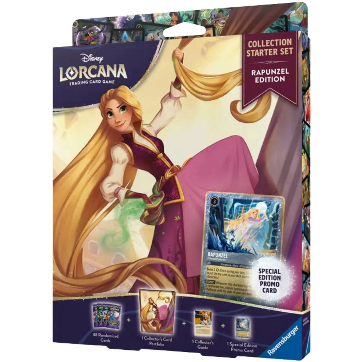 Disney Lorcana Attack of the Vine Collection Starter Set Rapunzel Edition with 4 booster packs and foil promo card