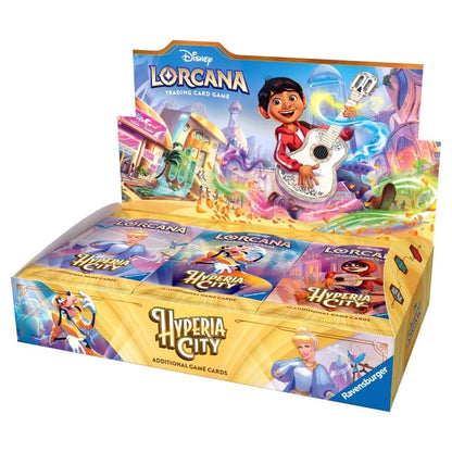 Disney Lorcana TCG Set 14 Hyperia City Booster Box sealed trading card display