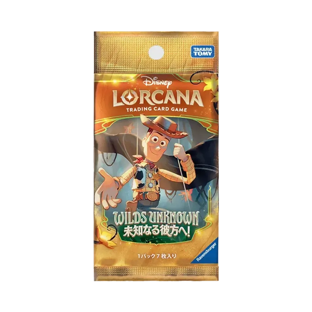 Disney Lorcana TCG Wilds Unknown Japanese Booster Pack featuring Disney and Pixar collectible trading cards