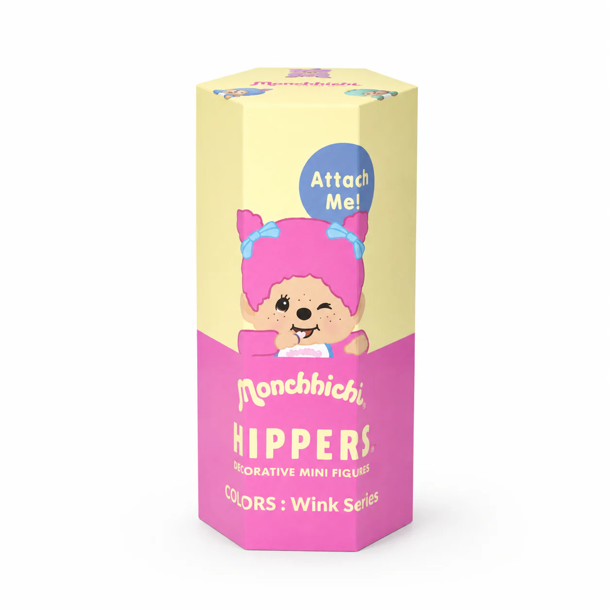 HIPPERS Monchhichi COLORS Wink blind box set, colorful winking adhesive mini decorative figures retail display packaging