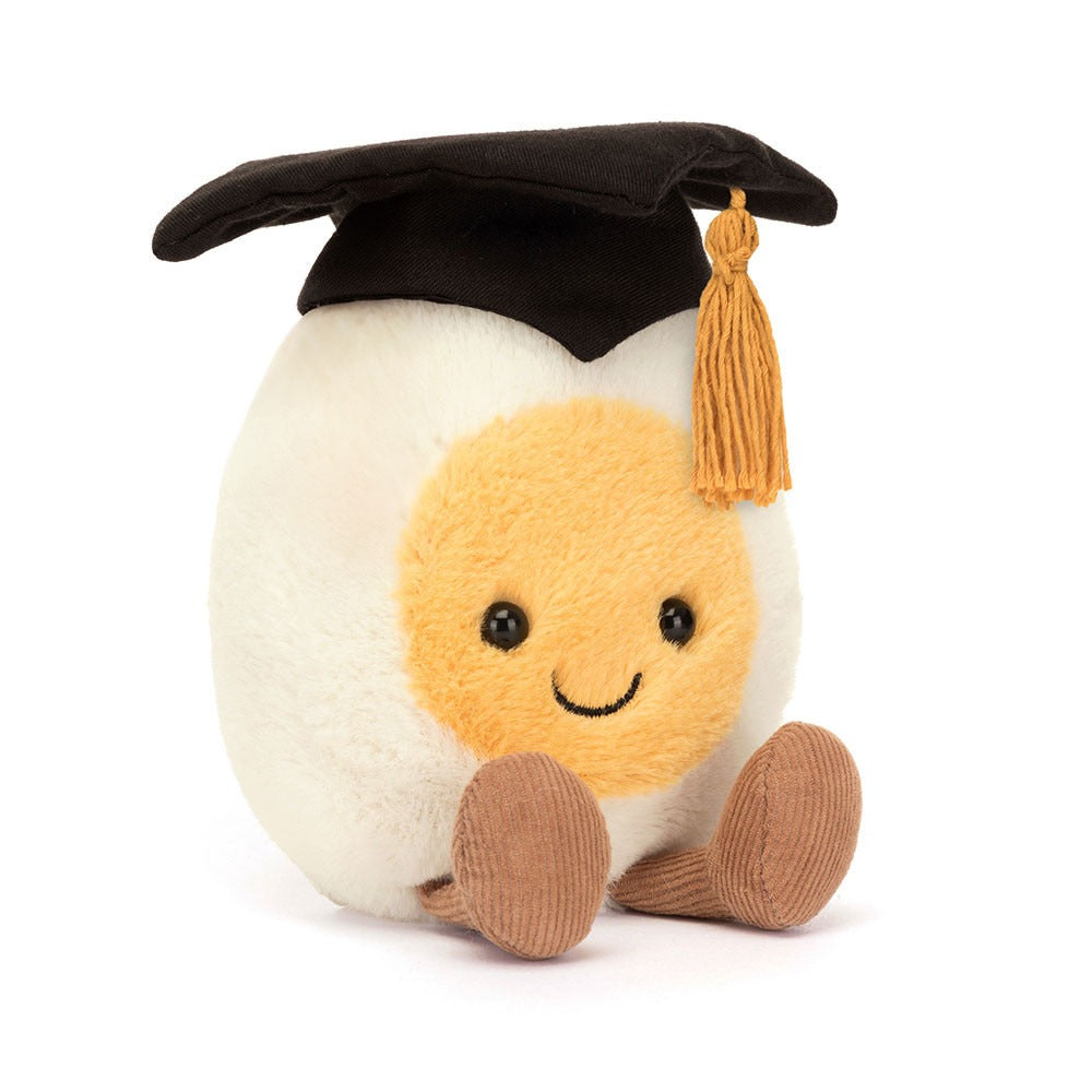 Jellycat Amuseables Boiled Egg Graduation plush, cute graduation-themed egg soft toy collectible