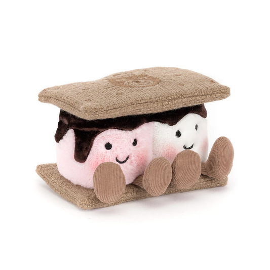 Jellycat Amuseables Smooshed S'more plush, cute toasted marshmallow and chocolate soft toy