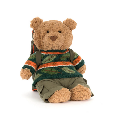 Jellycat Bartholomew Bear Hiking Outfit, outdoor adventure bear plush clothing accessory