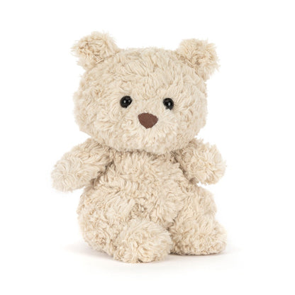 Jellycat Bartholomew Bear Junior soft pale brown young bear stuffed doll, tiny compact plush with shiny hard eyes and gentle bashful facial features