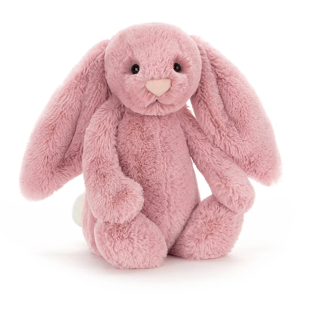 Jellycat Bashful Tulip Pink Bunny plush, soft pink rabbit stuffed animal with floppy ears