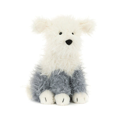 Jellycat Ewert Sheepdog shaggy grey white sheepdog stuffed toy, fluffy long coat, sweet face, farm-themed cuddly plush doll for collection and gifting