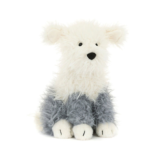 Jellycat Ewert Sheepdog shaggy grey white sheepdog stuffed toy, fluffy long coat, sweet face, farm-themed cuddly plush doll for collection and gifting