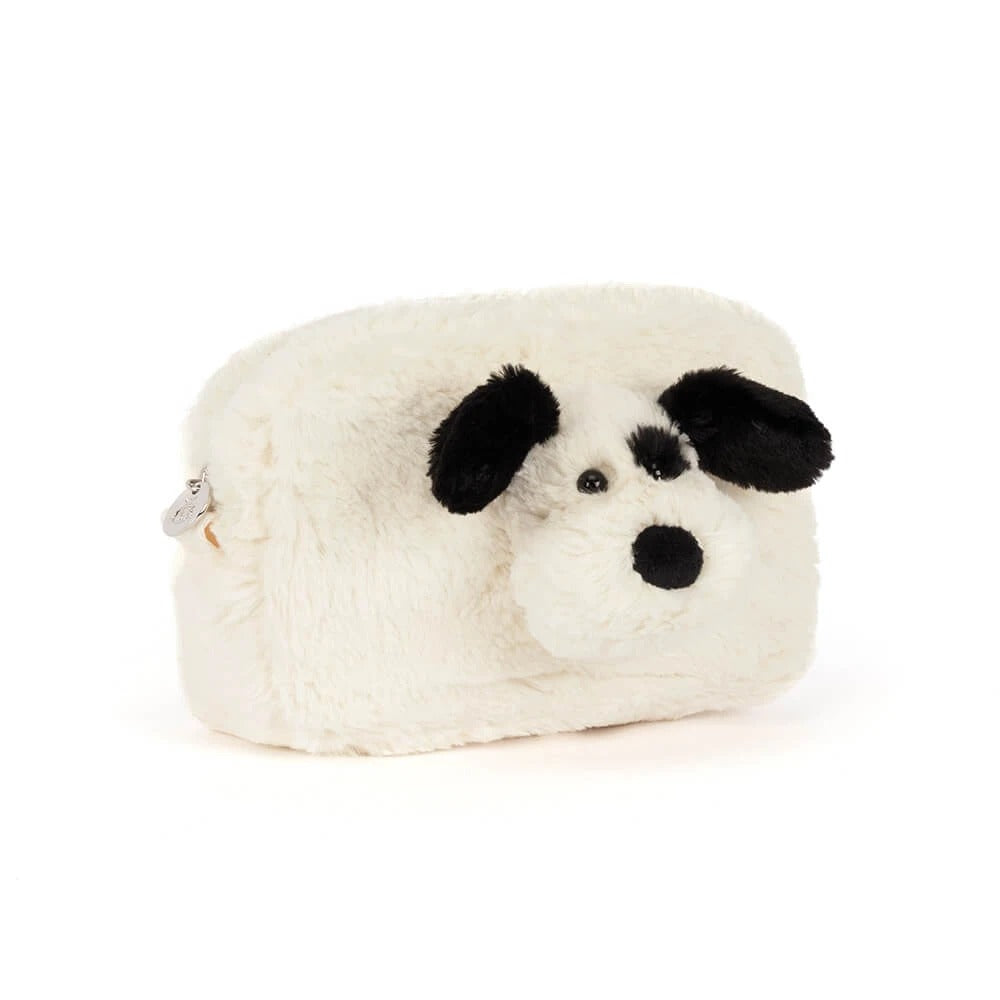 Jellycat Rufferty Puppy Pouch plush, cute puppy character soft toy pouch with zip