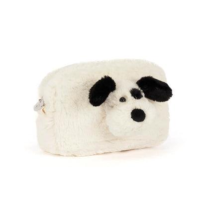 Jellycat Rufferty Puppy Pouch plush, cute puppy character soft toy pouch with zip