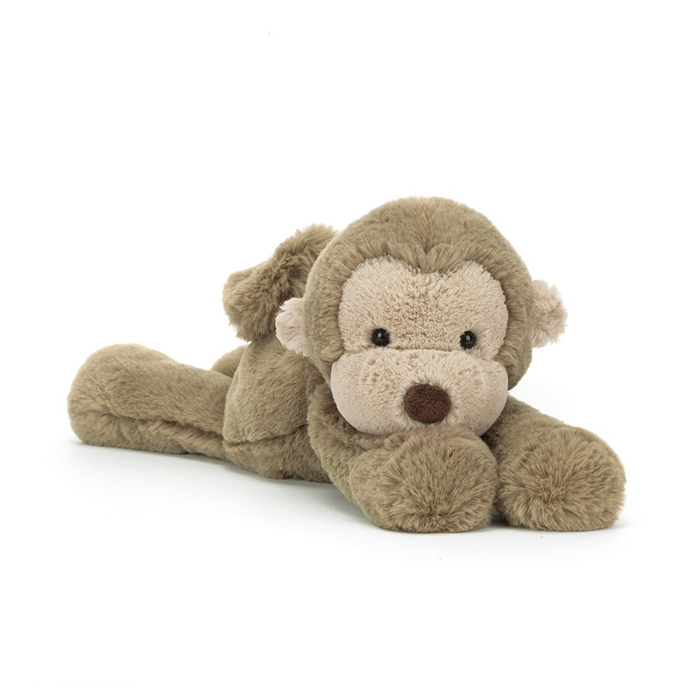 Jellycat Smudge Monkey plush, soft and floppy monkey stuffed animal with cuddly texture