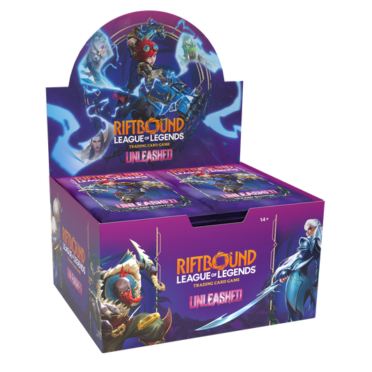 League of Legends Riftbound Unleashed booster display box, official trading card game full booster case with new champions & foil rare cards