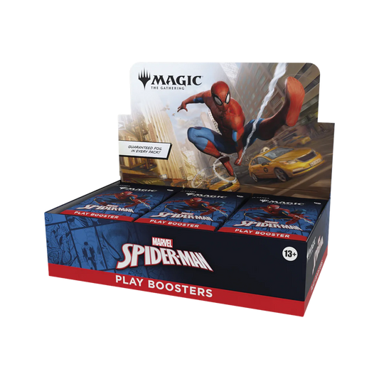 Magic The Gathering Marvel's Spider-Man Play Booster Box with 30 booster packs featuring collectible MTG cards