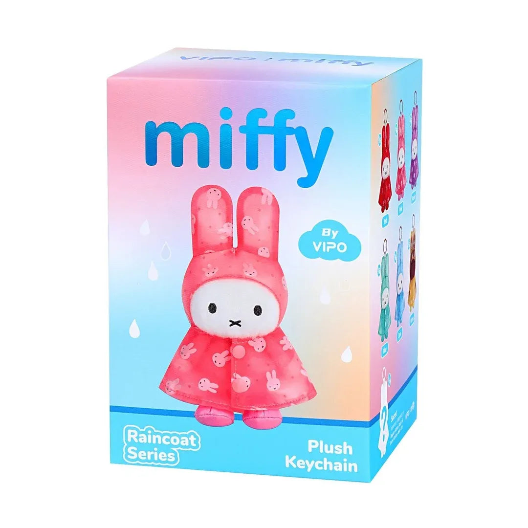 Miffy Raincoat plush keychain blind box, floral print hooded raincoat bunny plush pendant collectible retail packaging
