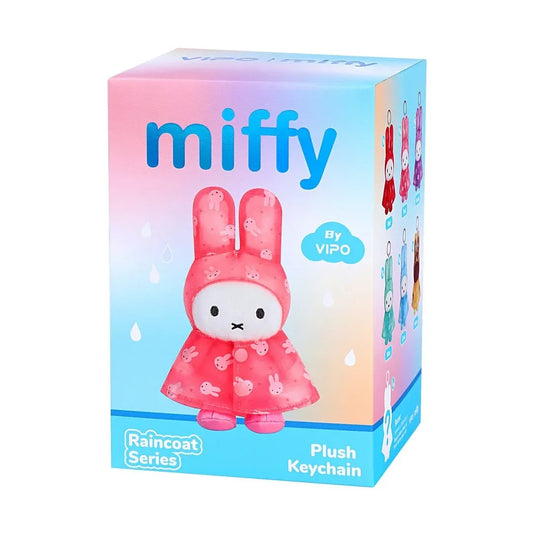 Miffy Raincoat plush keychain blind box, floral print hooded raincoat bunny plush pendant collectible retail packaging
