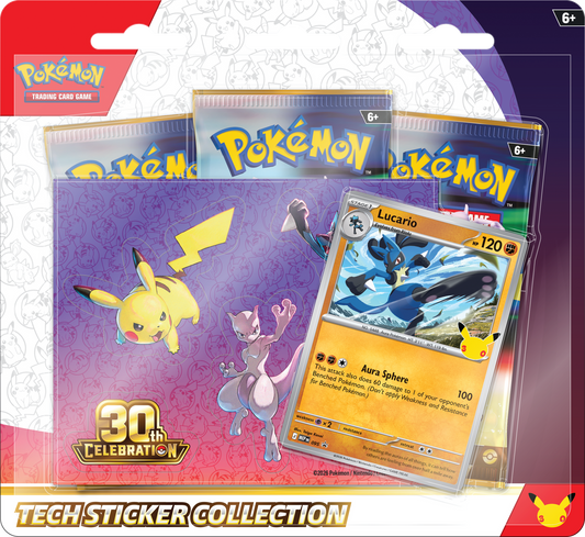 Pokémon TCG 30th Celebration Tech Sticker Lucario front studio shot