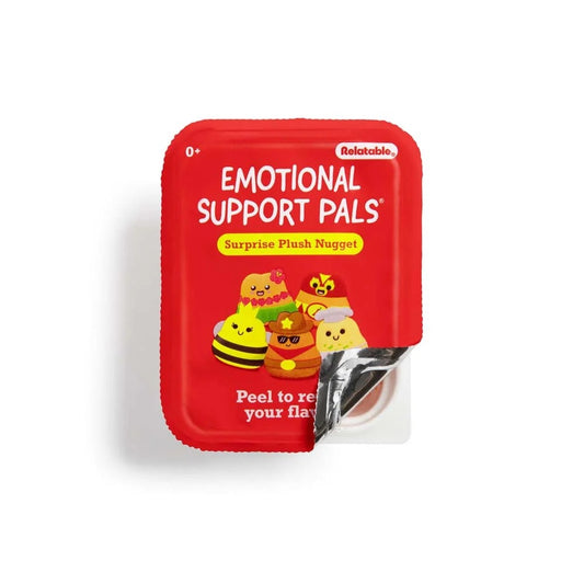 Relatable Emotional Support Pals Nugget Plush Blind Box in dipping sauce inspired packaging