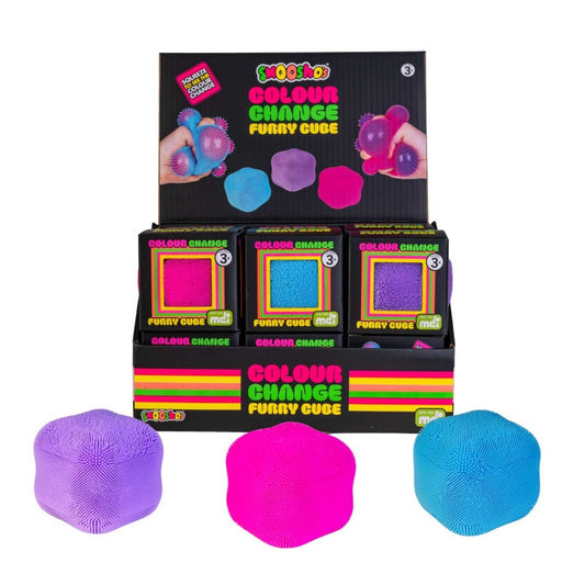Smoosho's Colour Change Furry Cube sensory squishy toy with soft furry texture