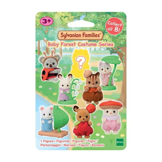 Sylvanian Families Baby Forest Costume blind bag collectible flocked animal baby figures with forest themed mushroom, fruit and leaf accessories