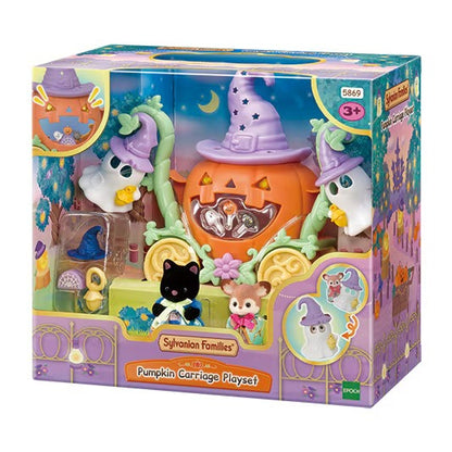 Sylvanian Families Pumpkin Carriage Playset with Midnight Cat Baby