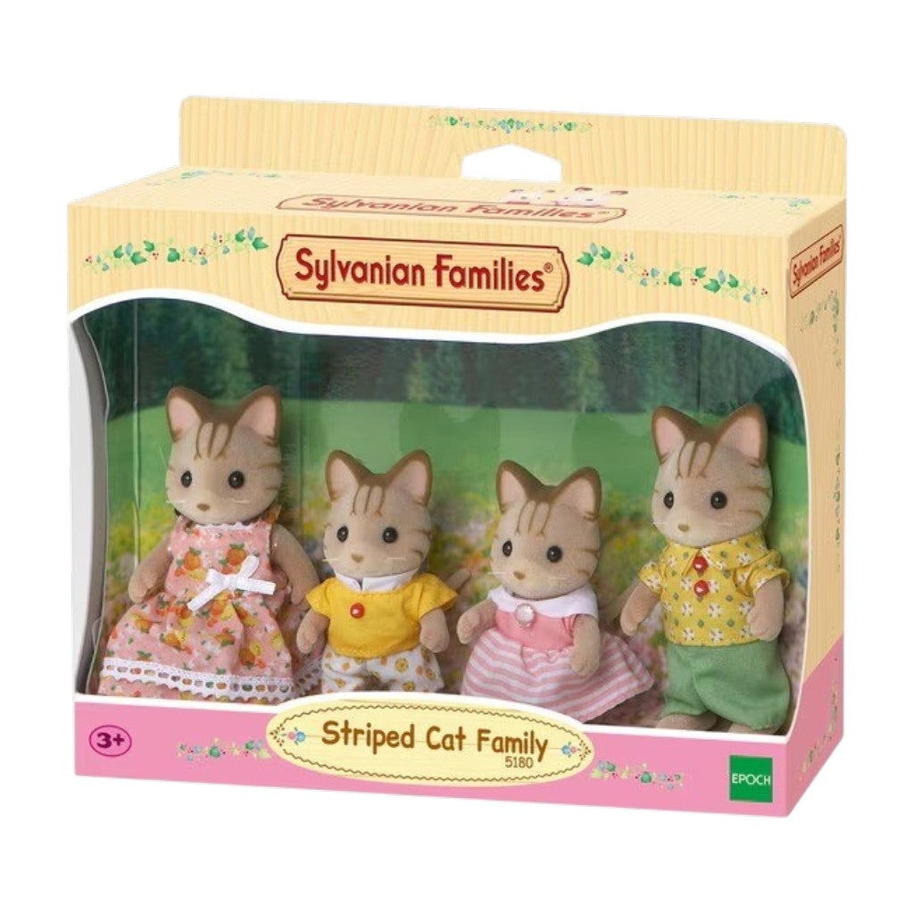 Sylvanian Families Striped Cat Family 4-piece figure set with father mother brother and sister