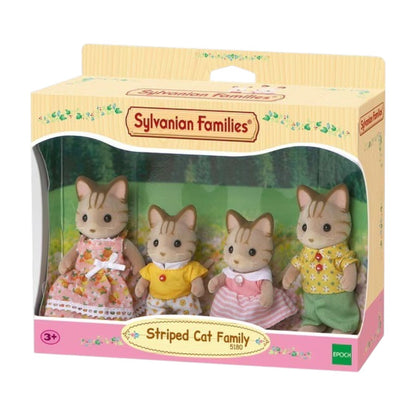 Sylvanian Families Striped Cat Family 4-piece figure set with father mother brother and sister