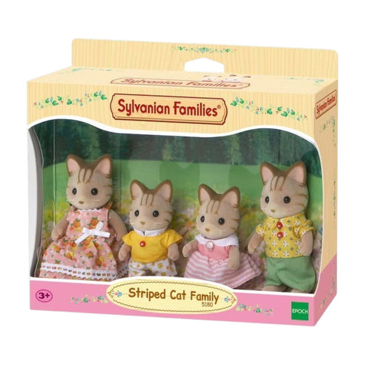 Sylvanian Families Striped Cat Family 4-piece figure set with father mother brother and sister