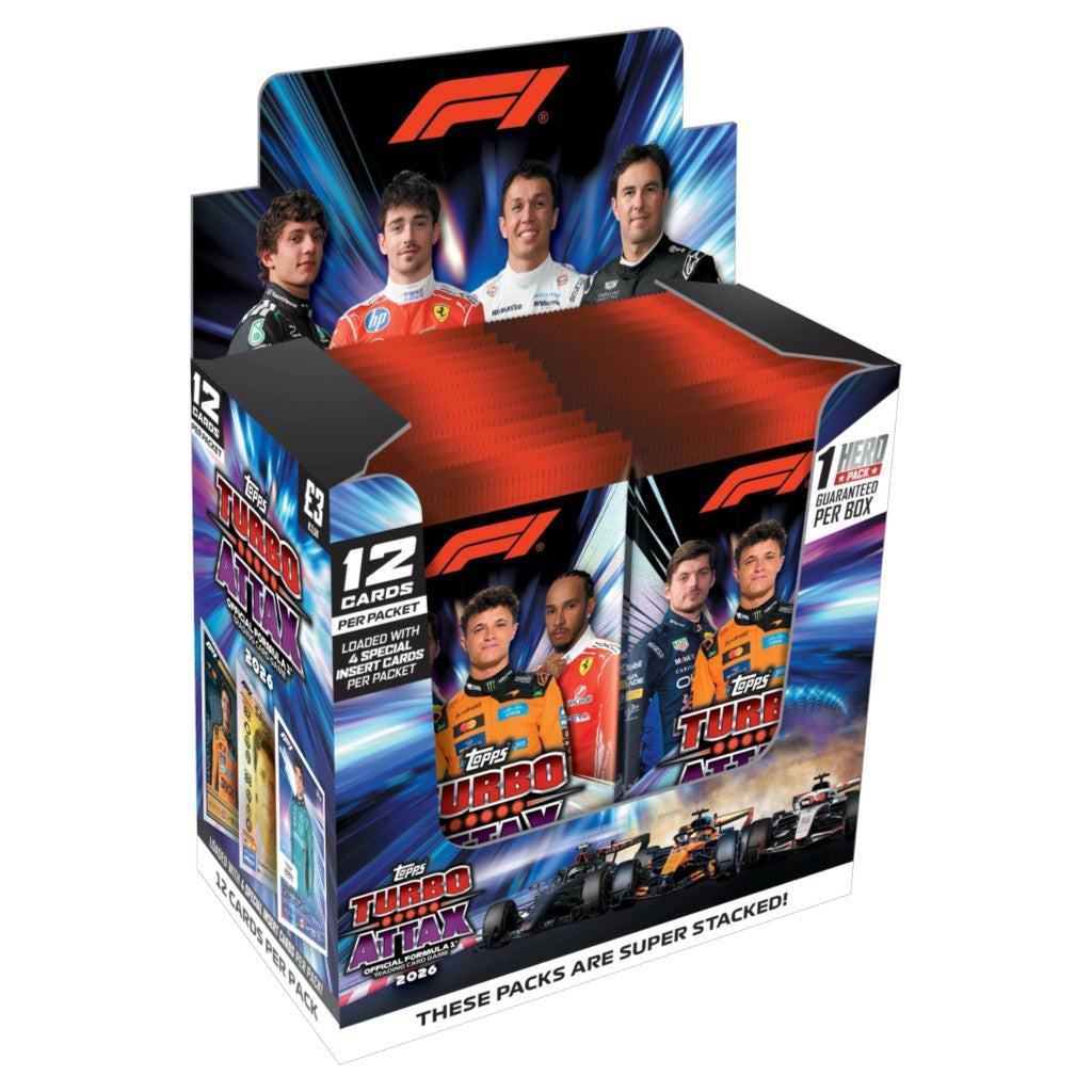 Topps Formula 1 F1 Turbo Attax 2026 Booster Box with 24 packs and 288 trading cards