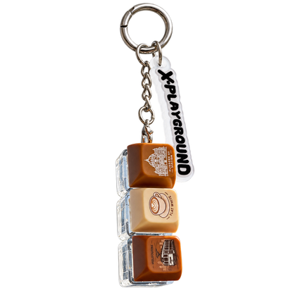 X-Playground Melbourne Icons Keyboard Keychain with Flinders Street Station Flat White and Tram keycaps