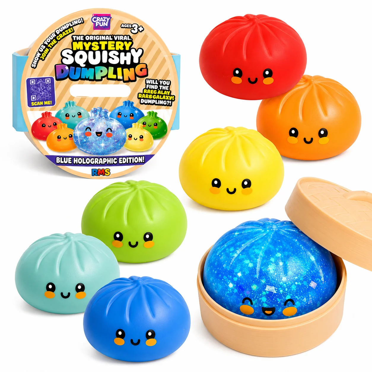 Crazy Fun - Mystery Squishy Blue Holographic Dumpling Blind Box