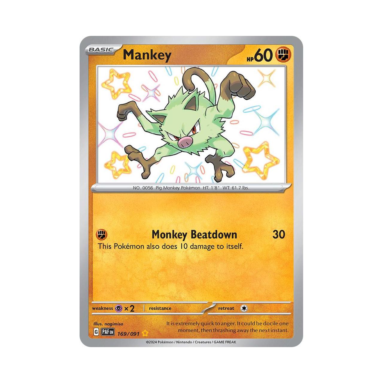 POKEMON Mankey - 169/091 - SV: Paldean Fates (PAF)