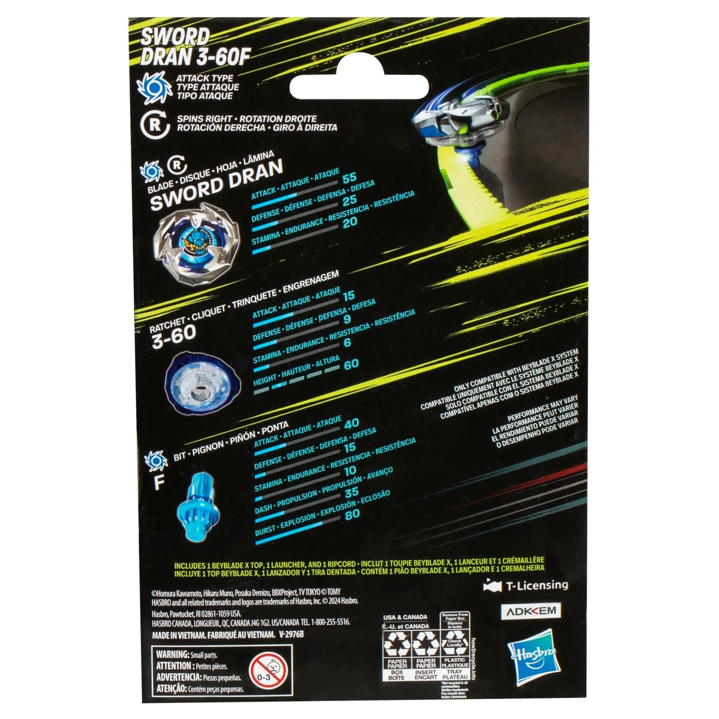 Hasbro Beyblade x Sword Dran 3-60F Starter Pack Set