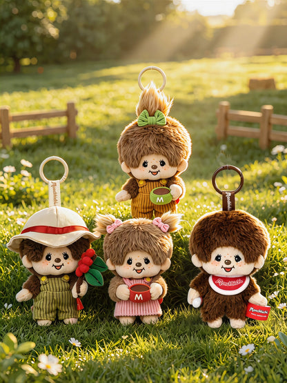 Monchhichi x Miniso - Mon Mon Farm Coffee Mini Plush Charm (Blonde Twin Ponytail Girl)