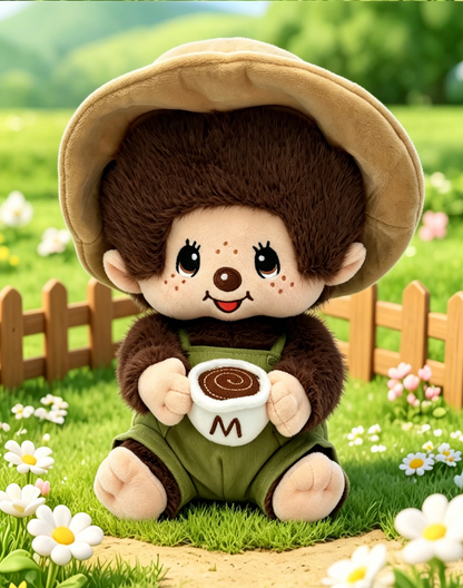 Monchhichi x Miniso - Mon Mon Farm Coffee Themed Sitting Doll (Boy)