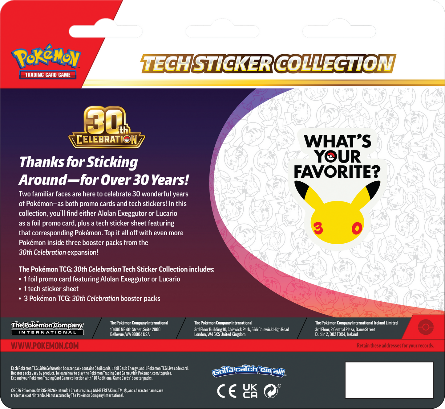 Pokémon TCG: 30th Celebration Tech Sticker Collection(Lucario)