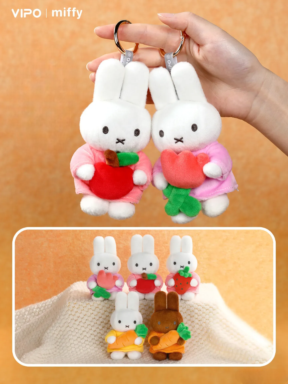 VIPO x Miffy Hug Series Pendant Doll (Miffy Pendant Apple)