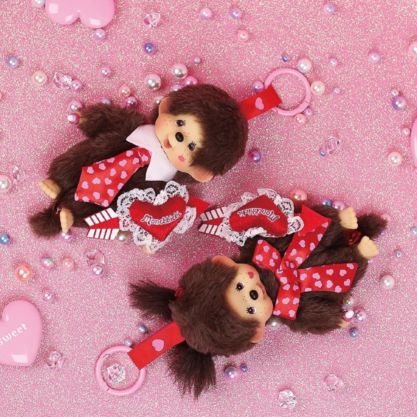 Monchhichi - Heart & Kiss XOXO Boy Keychain