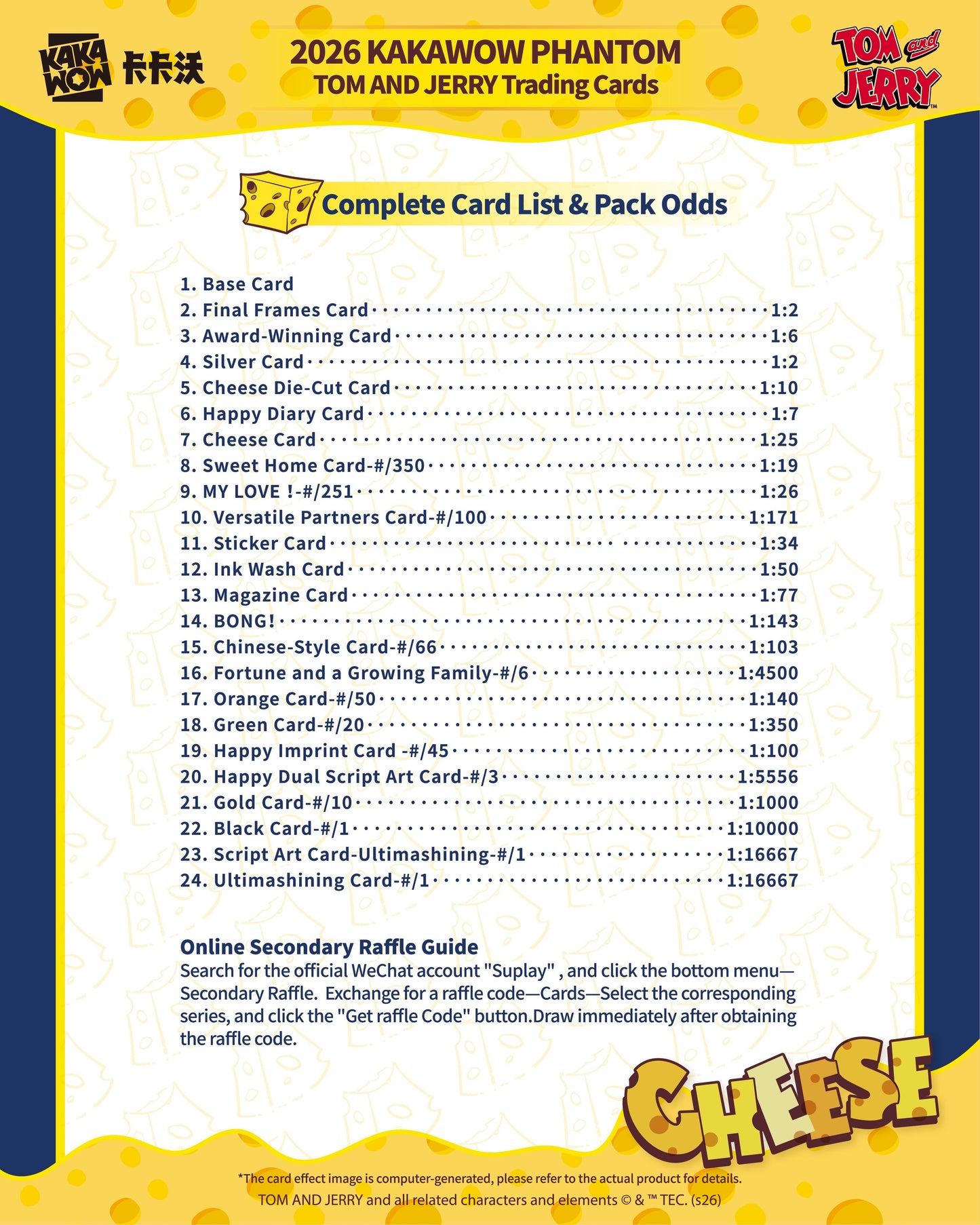KAKAWOW PHANTOM Tom & Jerry Trading Cards