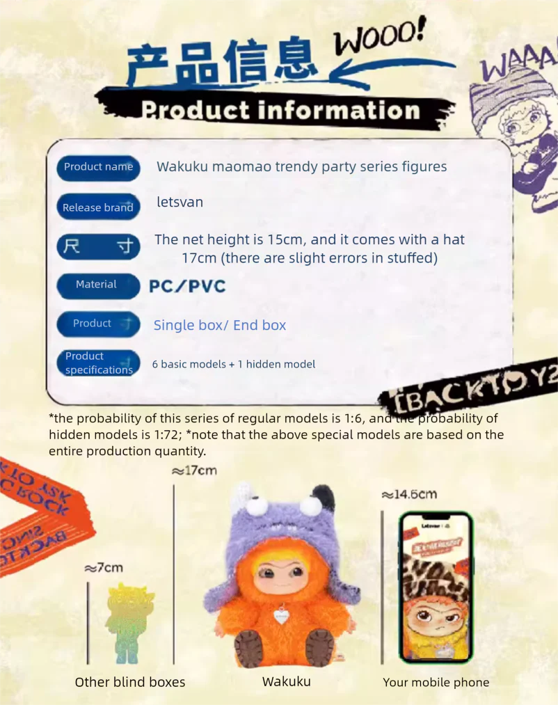Letsvan - WAKUKU Fuzzy Trendy Fun Party Series Plush Blind Box