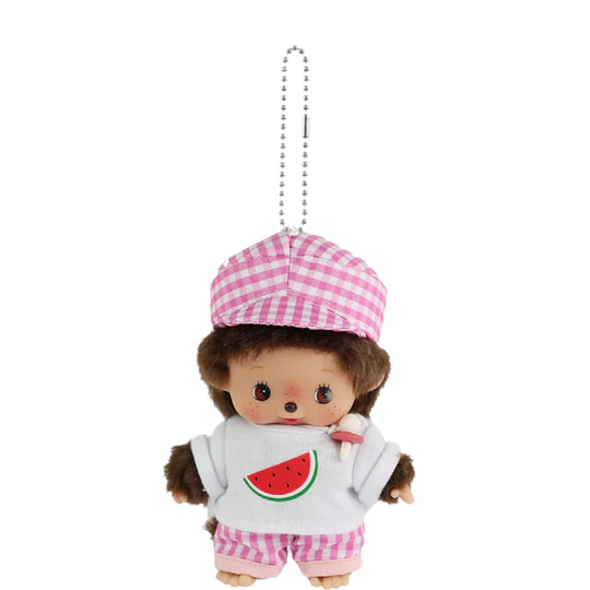 Monchhichi - Bebichhichi Pink Checkered Boy Keychain